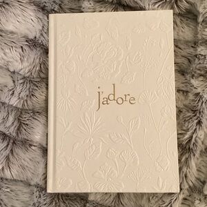 j’adore on front Dior on back cover Elegant White Embossed Notebook NEW